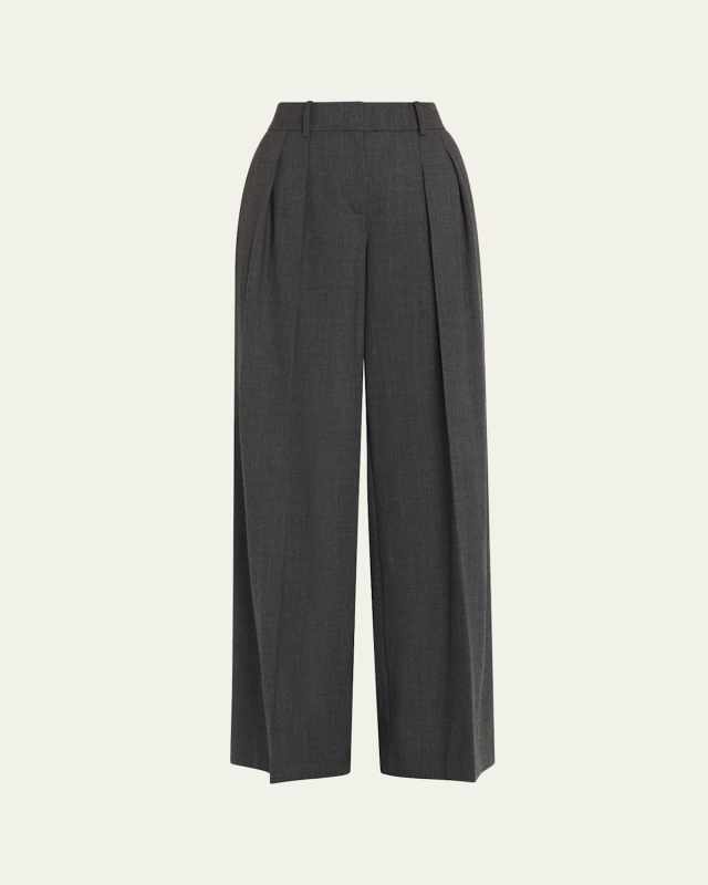 Pleated Wide-Leg Slouch Trousers